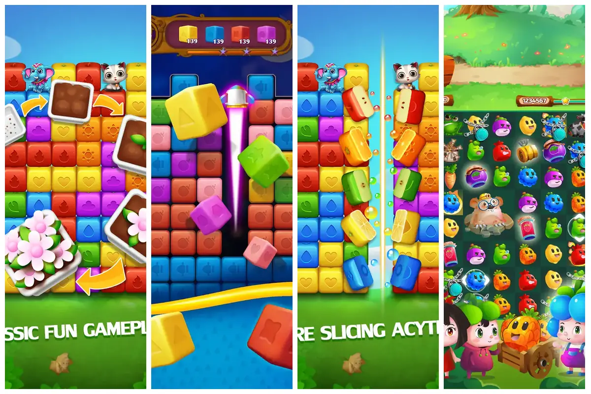Boards from four of the titles on this page, captured on Google Play