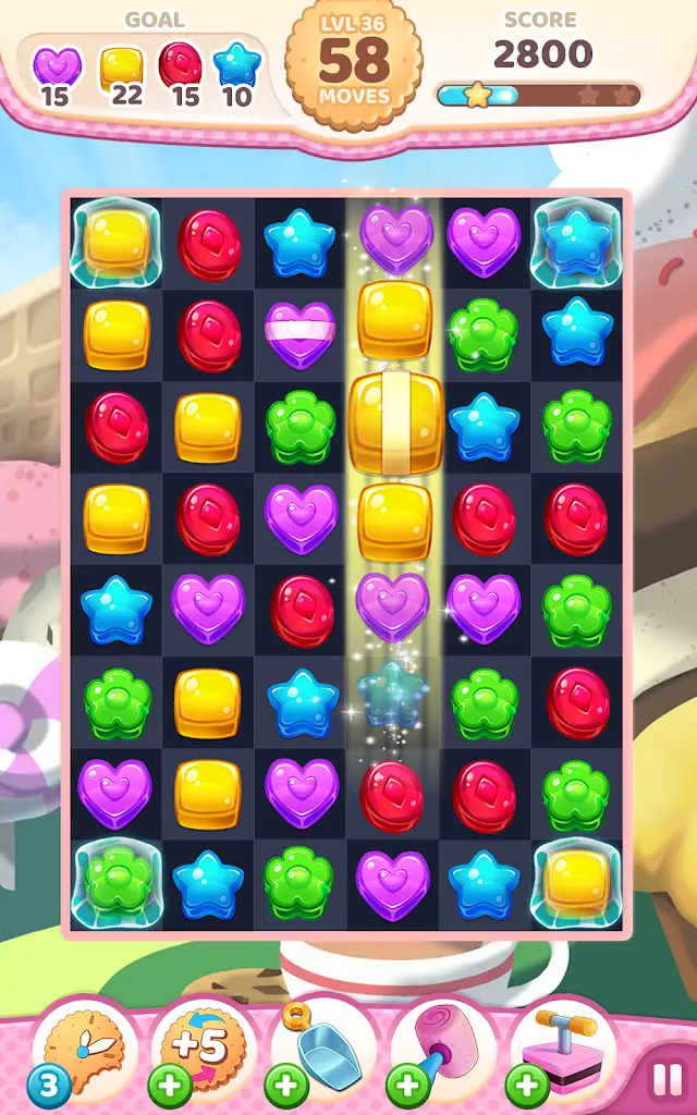 Cookie Rush Match 3 gameplay screen
