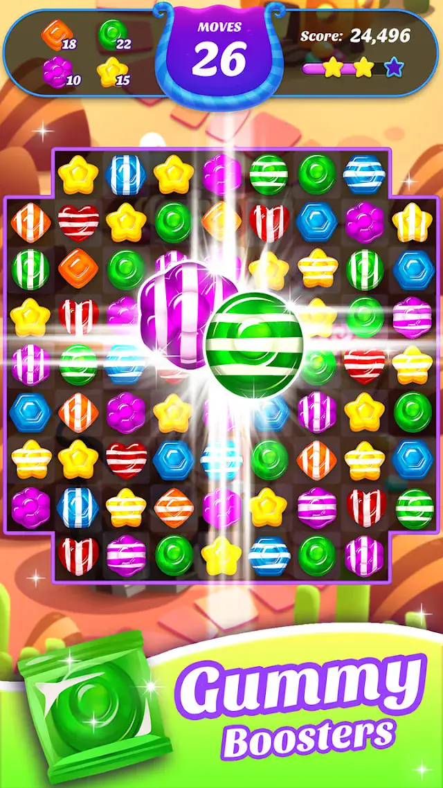 Gummy Candy Blast-Fun Match 3 gameplay screen